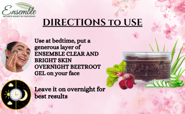 Ensemble Clear and Bright Skin Overnight Beetroot Gel - 50gms - Image 4