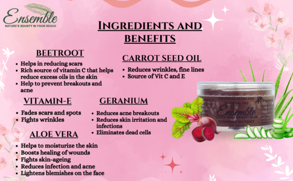 Ensemble Clear and Bright Skin Overnight Beetroot Gel - 50gms - Image 5